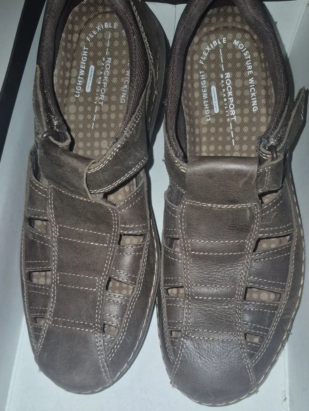 Rockport Men’s Dark Brown Leather Closed Fisherman Sandals